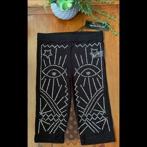 NWT CLUB EXX BLACK STUDDED EVIL EYE MESH SHORTS  S